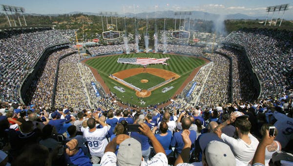 The Twins will play the Los Angeles Dodgers at historic Chavez Ravine, above, in a three-game series opening Monday.