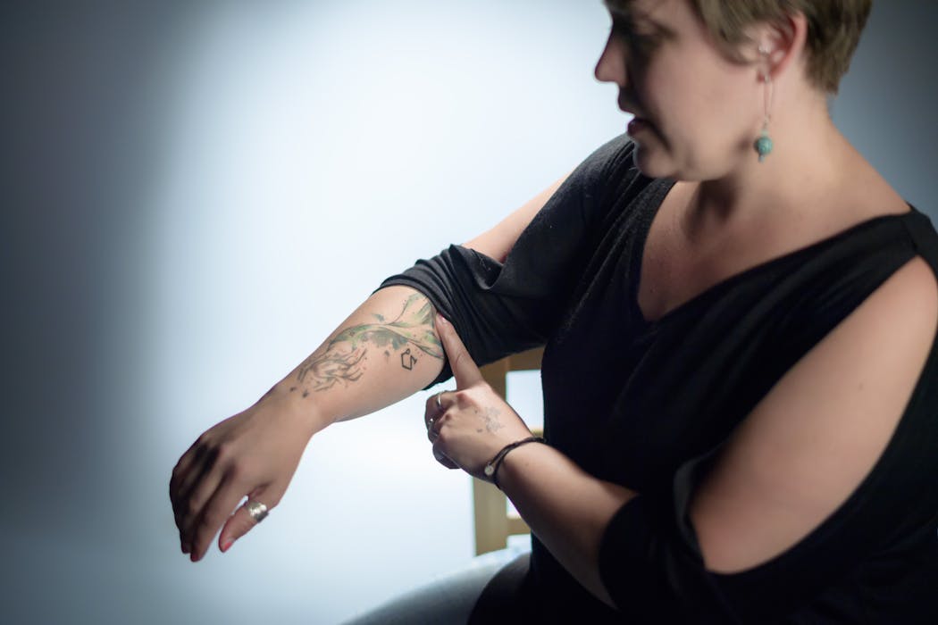 Lindsay Walz, survivor of the 35W bridge collapse has a tattoo of a mermaid on her right arm. A student told her that she must have been saved by mermaids at the bottom of the Mississippi River. It resonated with her and she had it done a few years ago on an anniversary of the collapse that almost took her life. 