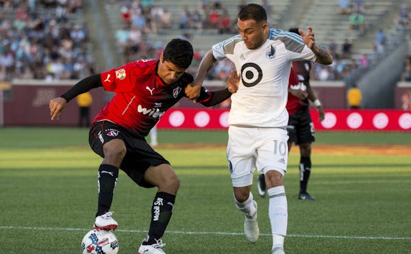 Minnesota United’s Miguel Ibarra, right, looks back to an April 15 draw against Houston, Wednesday’s opponent, as a turning point. “Overall, I t