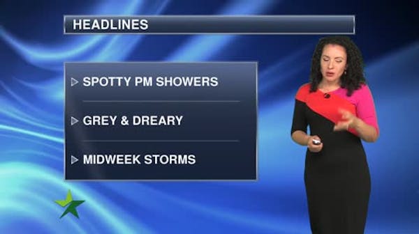 Afternoon forecast: Spotty showers, high of 74