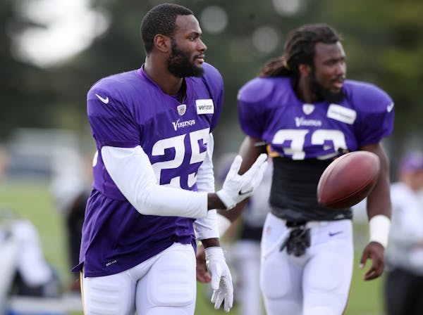 Minnesota Vikings running back Latavius Murray (25) was activate to the perform list at Minnesota State University, Mankato Monday August 7, 2017 in M