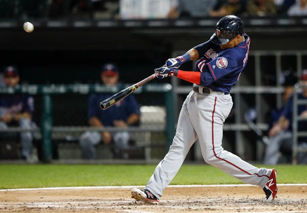 Jorge Polanco hit his second three-run homer Monday, this one hitting lefthanded in Game 2 against the White Sox. In Game 1, he homered while hitting 