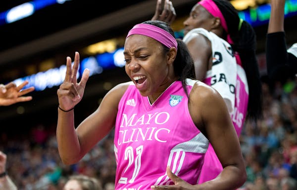 Lynx point guard Renee Montgomery, who scored 20 points, started celebrating during the second half of a blowout win over Indiana.