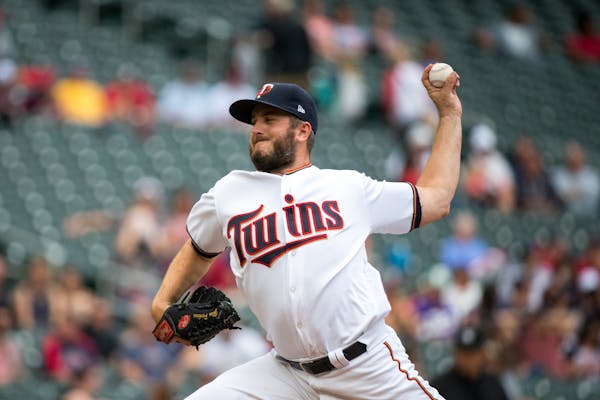 Glen Perkins pitches during a game against the Cleveland Indians on Thursday, Aug. 17, 2017, at Target Field.