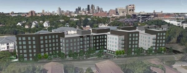 A 2016 rendering of the Prime Place apartments near the University of Minnesota.