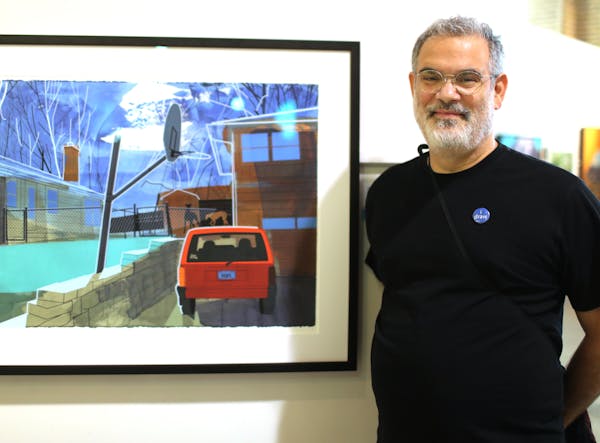 After 10 years of rejections, artist Marty Harris of St. Louis Park finally won a top prize at the State Fair with his screen print “Frontyard.”