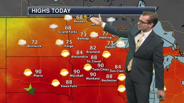 Afternoon forecast: Mostly sunny, high near 90