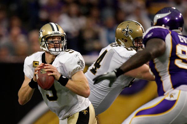 Despite dropping back in the pocket more than nearly every other NFL QB, Drew Brees usually manages to stay upright.