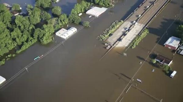 Aerial footage shows flooding in Texas
