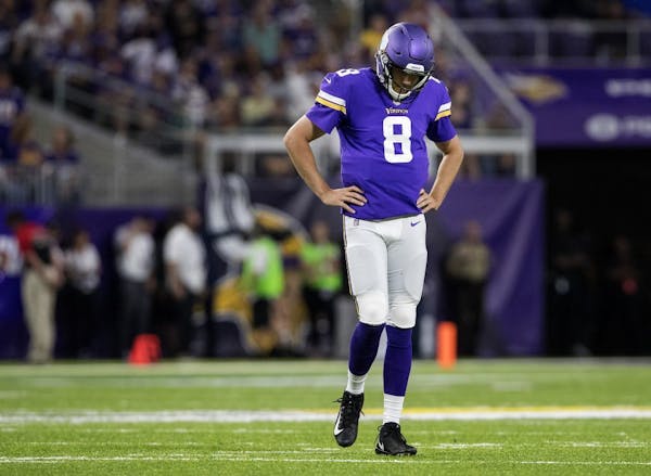 Minnesota Vikings quarterback Sam Bradford is out for Sunday's game against the Buccaneers with a knee injury. It's his second consecutive missed game