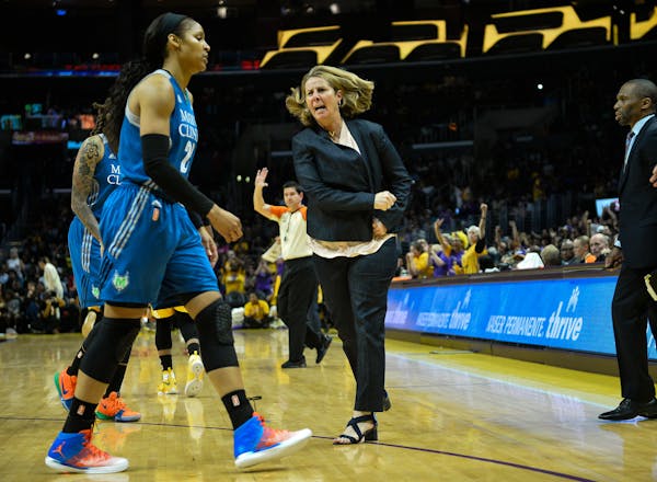 Lynx coach Cheryl Reeve yelled at forward Maya Moore as she walks back to the bench during a Minnesota timeout, called after an early second-half scor
