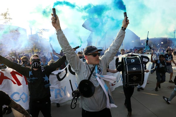 Minnesota United fans: Maybe not huge in numbers, but they make themselves known. (Star Tribune photo by ANTHONY SOUFFLE, anthony.souffle@startribun