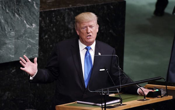 President Donald Trump speaks Tuesday during the United Nations General Assembly at U.N. headquarters in New York.