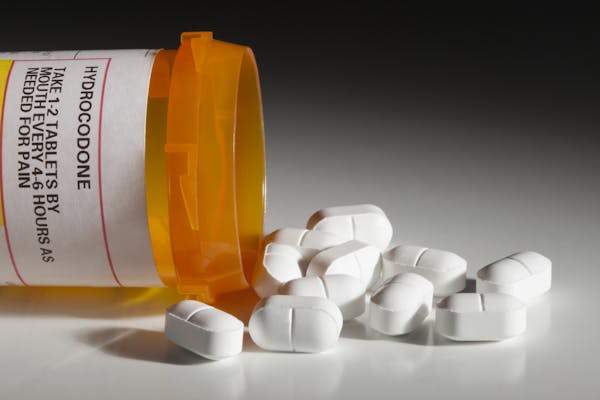 A bottle with a hydrocodone, a popular prescription semi-synthetic opioid. The Dayton administration has unveiled new guidelines for curbing opioid pr
