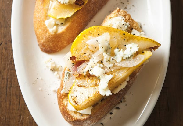 Pan Roasted Pears With Shallots and Crumbled Blue Cheese