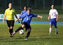 Zack Aday-Nicholson (10) looks to help Eastview clinch both the South Suburban Conference crown and an unbeaten league record with a victory over Prio