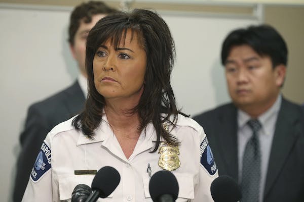 Former Minneapolis Police Chief Janee Harteau, shown at a 2016 news conference.