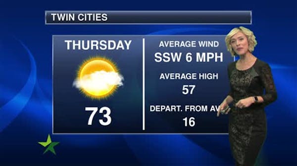 Evening forecast: Low of 43 with a few clouds; sunny and warm Thursday