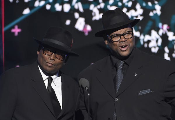 Terry Lewis, left, and Jimmy Jam present at the BET Awards in in Los Angeles in 2015.