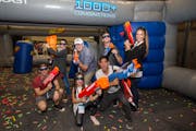 This is what a Nerf battle looks like (photo taken at a Hasbro Nerf event in September in Providence, R.I.).
