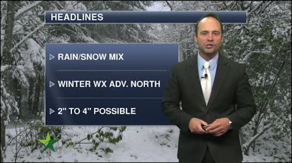 Morning forecast: Mostly cloudy, snow mix later