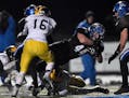 Minnetonka linebacker Ty Barron (44) dove into the end zone for a second half touchdown against Rosemount.