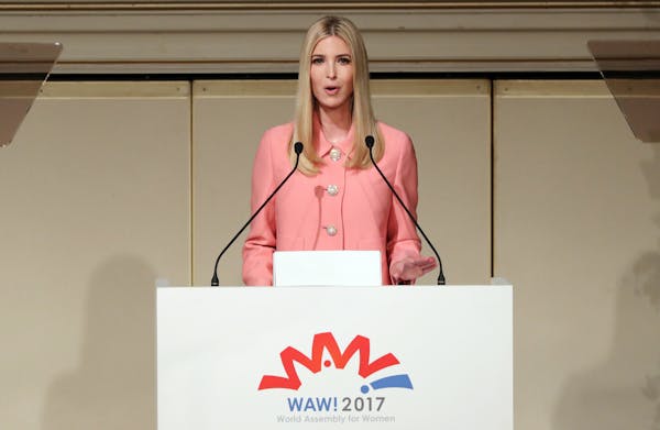 Ivanka Trump speaks to a sparsely filled room at the World Assembly for Women in Tokyo, Nov. 3, 2017.
