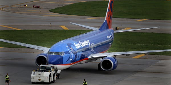 A Sun Country airplane was being prepared for takeoff in 2011 at Minneapolis-St. Paul International Airport.