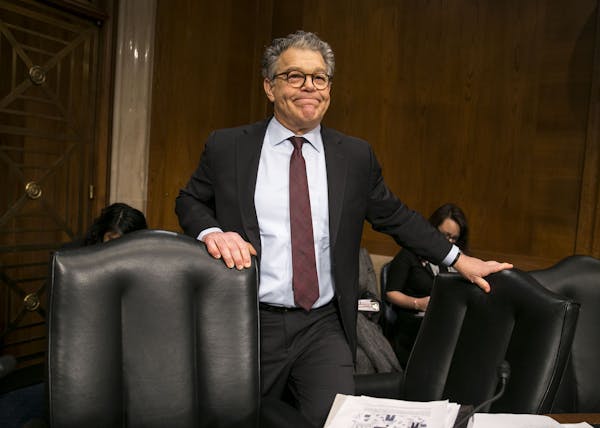Sen. Al Franken (D-Minn.) arrived on Wednesday before a confirmation hearing of the Senate Health, Education, Labor and Pensions Committee for Alex Az