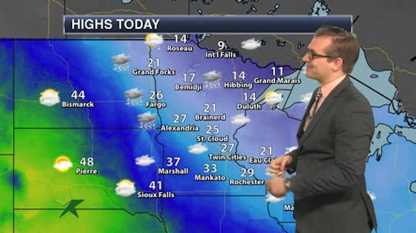 Afternoon forecast: Cloudy, light flurries, high of 26