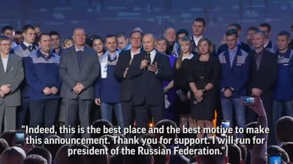 Putin declares reelection bid, no Olympic boycott