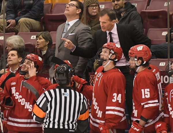 Badgers coach Tony Granato argued a no-call Friday in a loss to the Gophers. His other job is coaching the U.S. men’s hockey team, with no NHL help.