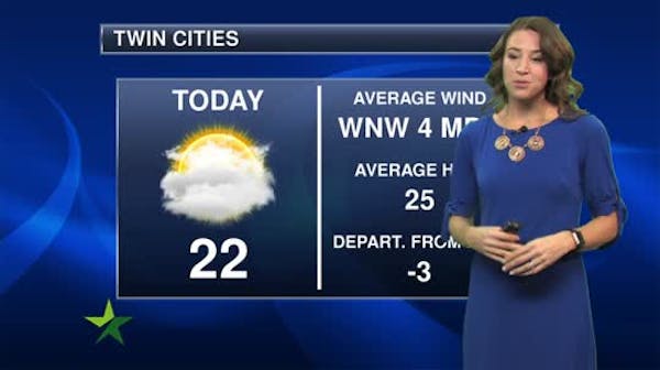 Morning forecast: Cloudy, high of 23, flurries north