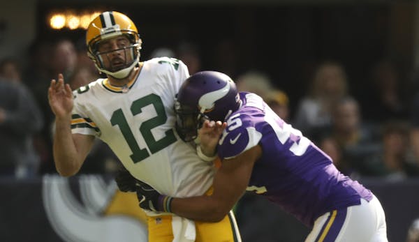 Packers quarterback Aaron Rodgers was hit by Vikings linebacker Anthony Barr in October, resulting in a broken collarbone.