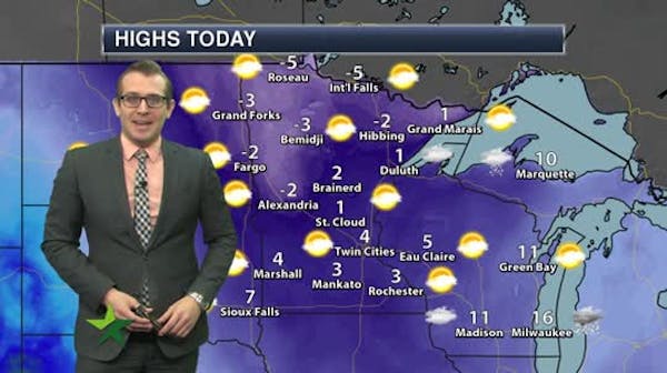 Afternoon forecast: Mostly sunny, high around 5
