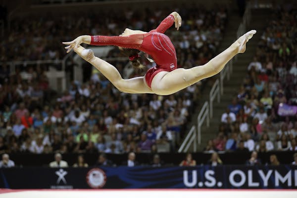 Maggie Nichols of Little Canada performed in the floor exercise competition at the 2016 U.S. Olympic Trials in San Jose, Calif. (Star Tribune file pho