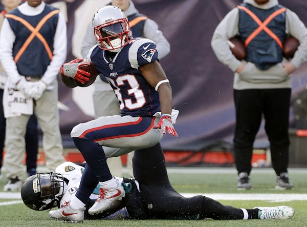 Though Patriots running back Dion Lewis wasn’t a huge factor in the AFC title game, he averaged 74.5 rushing yards and scored eight TDs in the final
