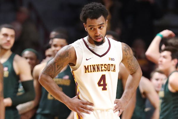 Gophers guard Jamir Harris had a forlorn look about him as the clock ran down during Michigan State’s 87-57 victory at Williams Arena on Tuesday.