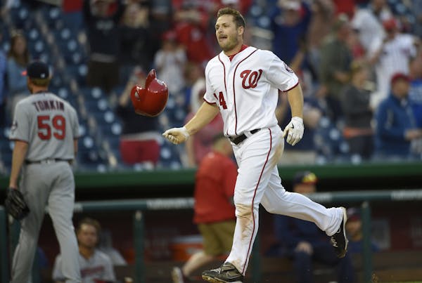 Chris Heisey after a walkoff home run for the Nationals in 2016.