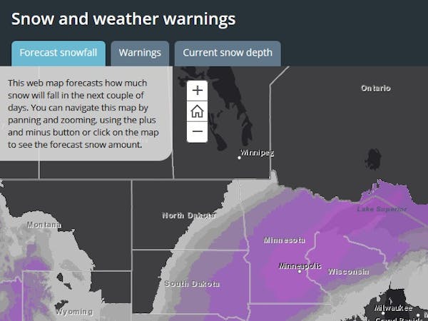 Snow forecast and weather warnings map