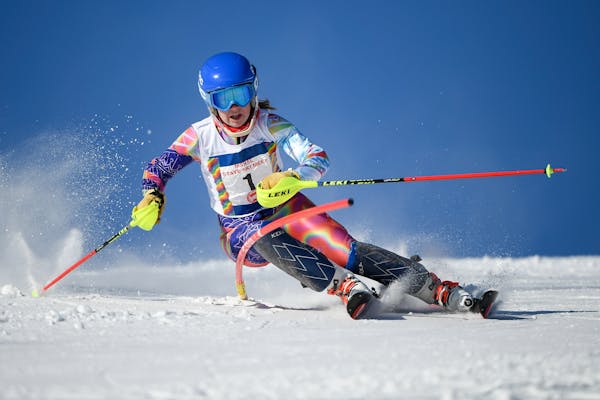 Eden Prairie's Becca Divine led after the first run with a time of 35.49. ] AARON LAVINSKY • aaron.lavinsky@startribune.com The alpine skiing state 