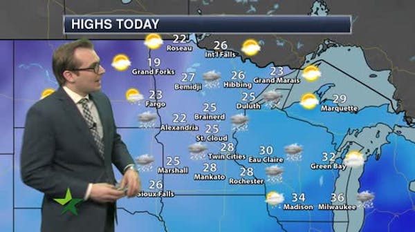 Afternoon forecast: Evening snow, high of 28