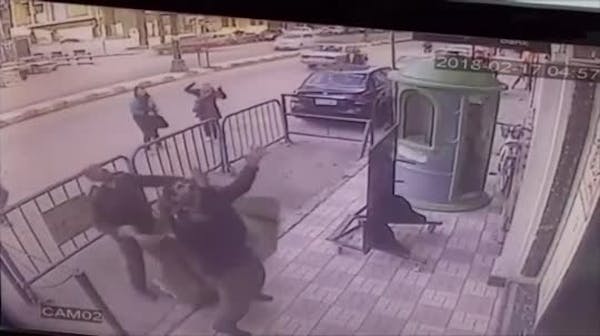 Egypt police catch child falling from building