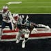 Philadelphia Eagles running back Corey Clement (30) made a 22-yard touchdown catch in the third quarter of Super Bowl LII as Devin McCourty (32) and M
