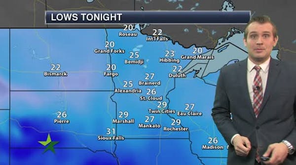 Evening forecast: Lows in the upper 20s