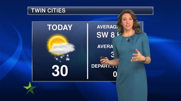 Morning forecast: High of 30 today; more snow arrives late Sunday
