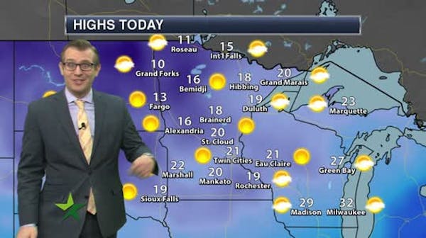 Afternoon forecast: Sunny, with a high of 22