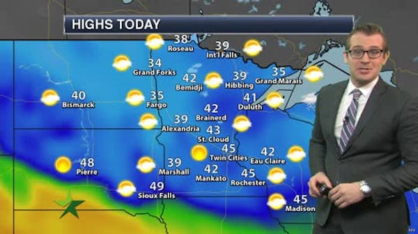 Afternoon forecast: Sunny, high 45