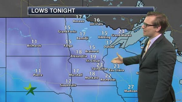 Evening forecast: Lows dip into high teens, low 20s