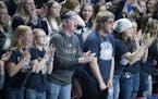 Russell-Tyler-Ruthton's (RTR) student section rallied for their team as they took on Hinckley-Finlayson during the second half in their Class 1A boys'